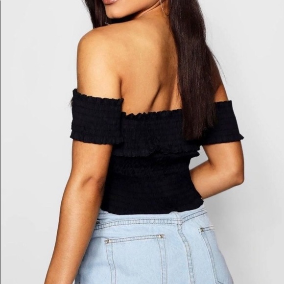 NWT Boohoo Shirred Lace Up Crop Top - Picture 3 of 7